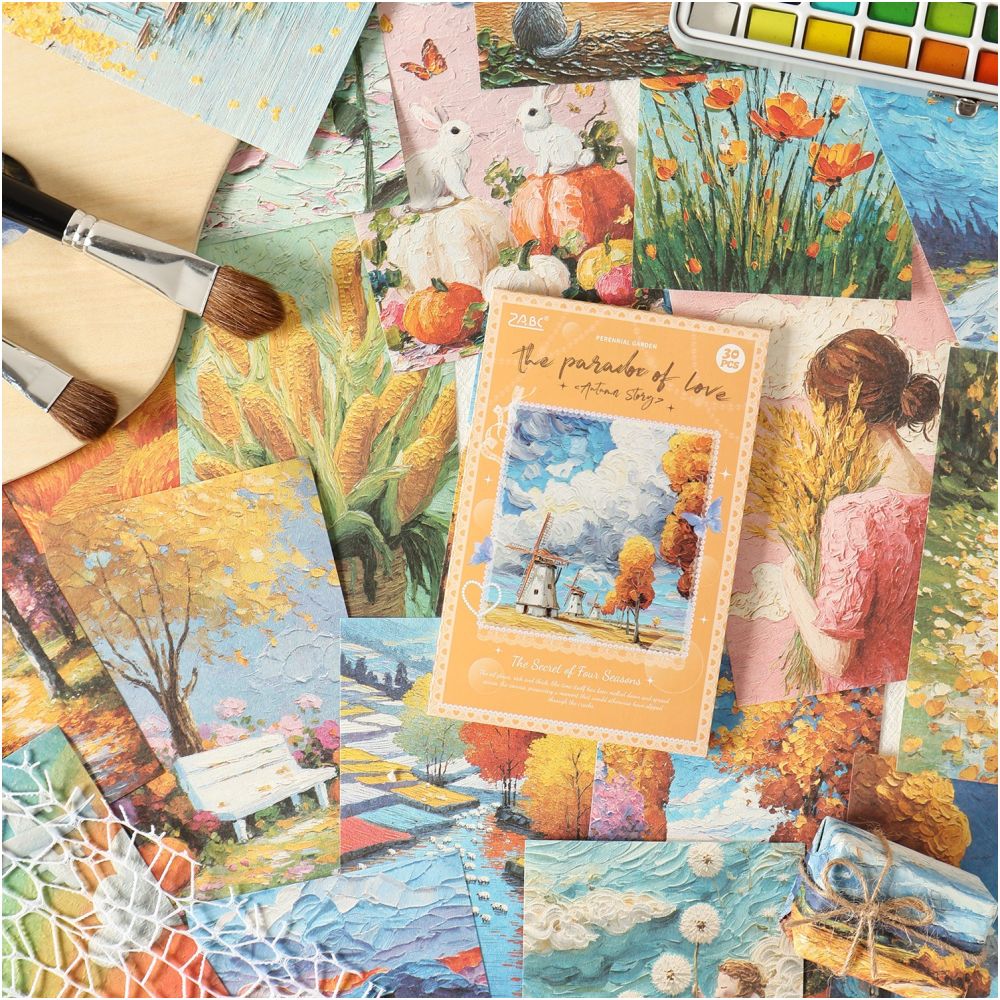 European Style Base Collage Material Paper 4 Designs 30 Sheets - ViktaShop
