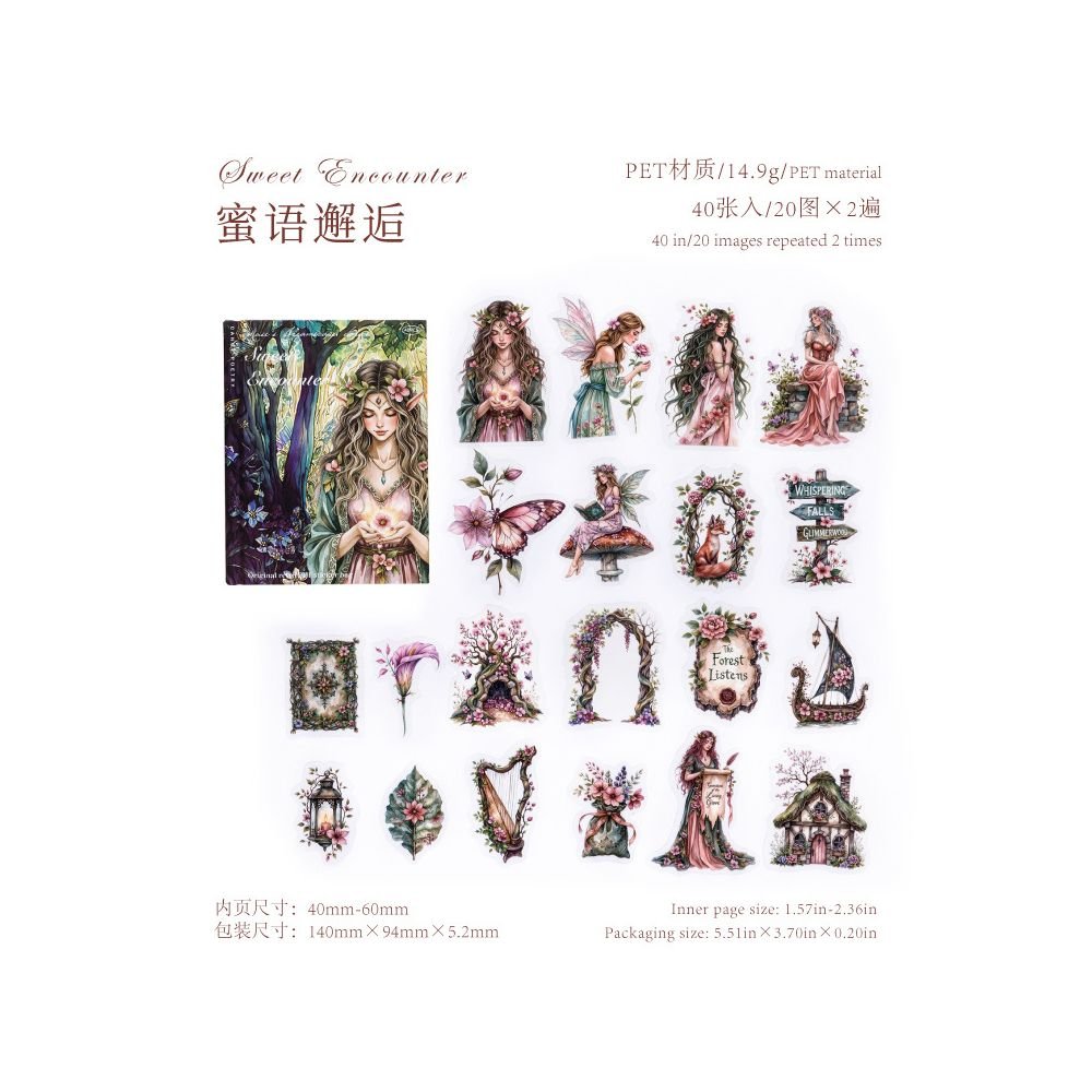 Fantasy Fairy Series PET Stickers 6 Styles 40 Pcs - ViktaShop