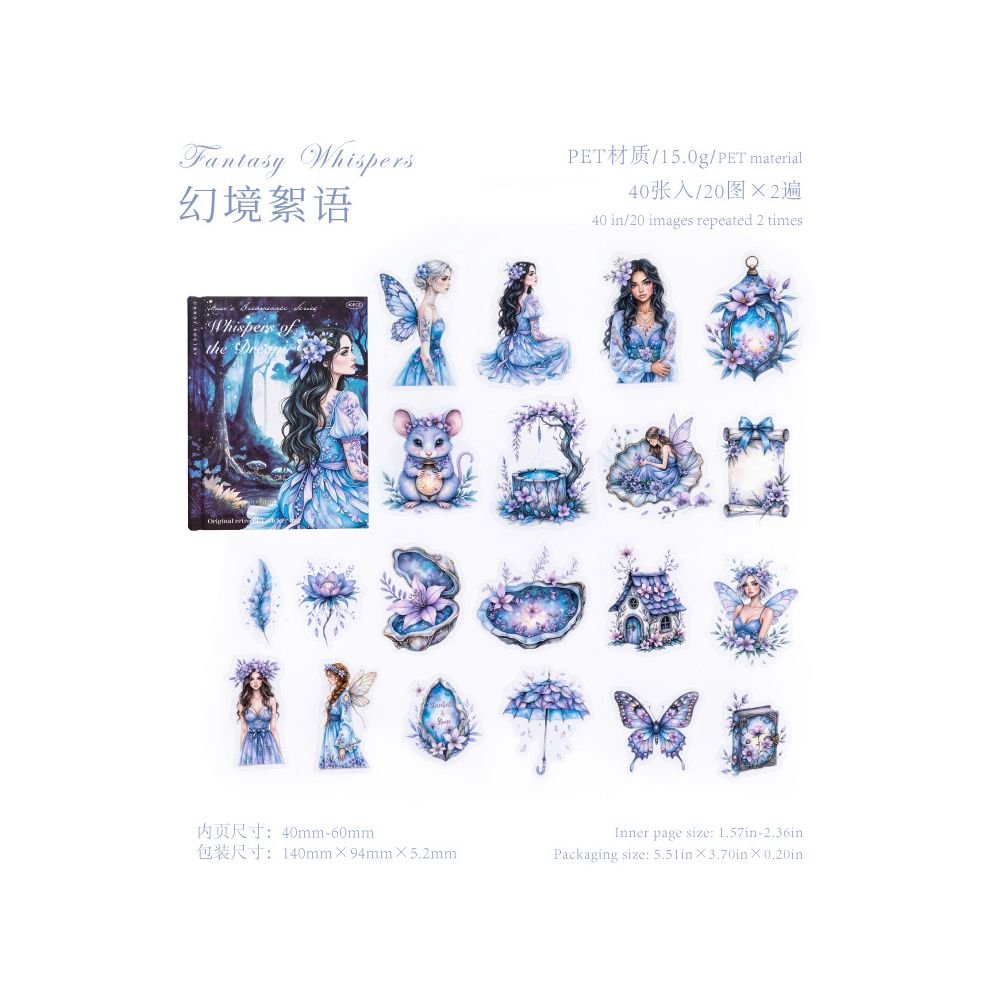 Fantasy Fairy Series PET Stickers 6 Styles 40 Pcs - ViktaShop