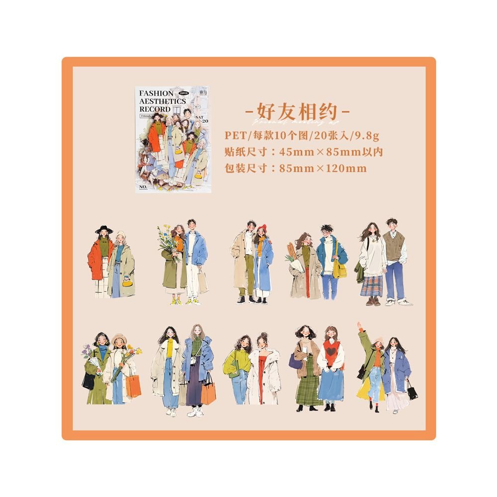 Fashion Aesthetics Series Character PET Stickers 6 Designs 20 Pcs - ViktaShop