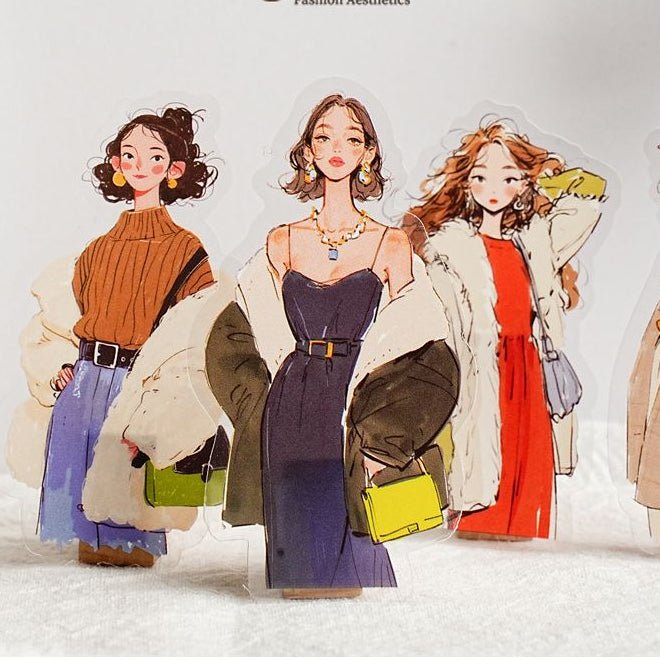Fashion Aesthetics Series Character PET Stickers 6 Designs 20 Pcs - ViktaShop