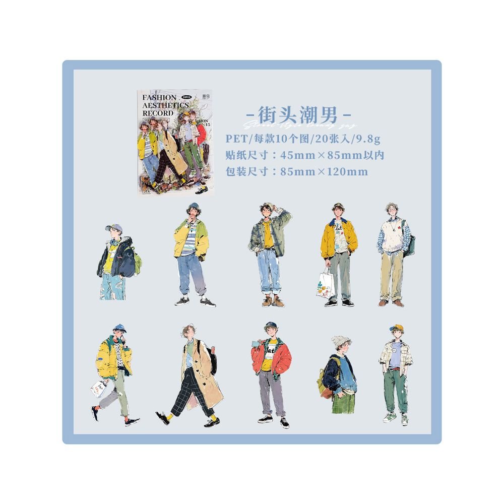 Fashion Aesthetics Series Character PET Stickers 6 Designs 20 Pcs - ViktaShop