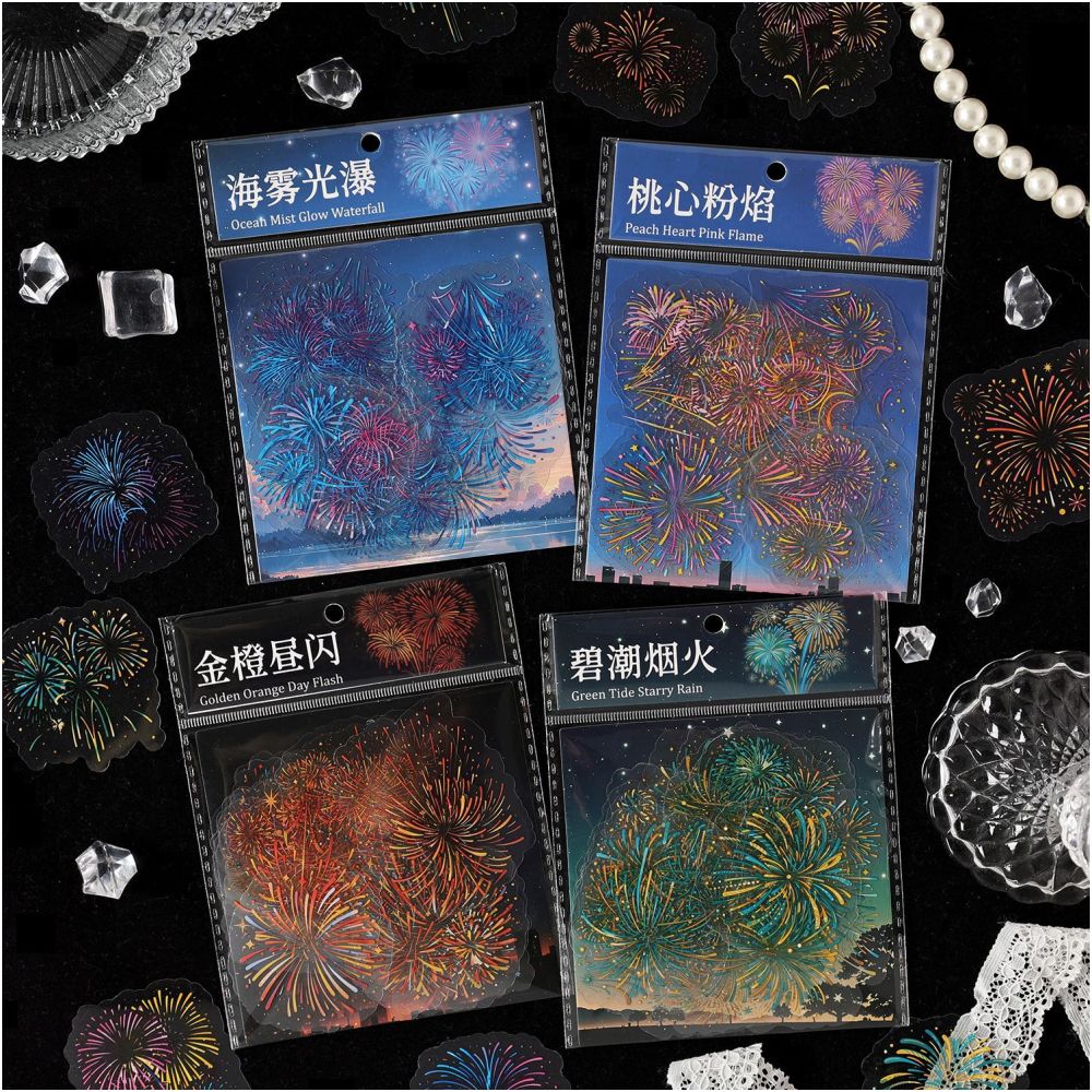 Fireworks Series PET Stickers 15 sheets 4 Styles - ViktaShop