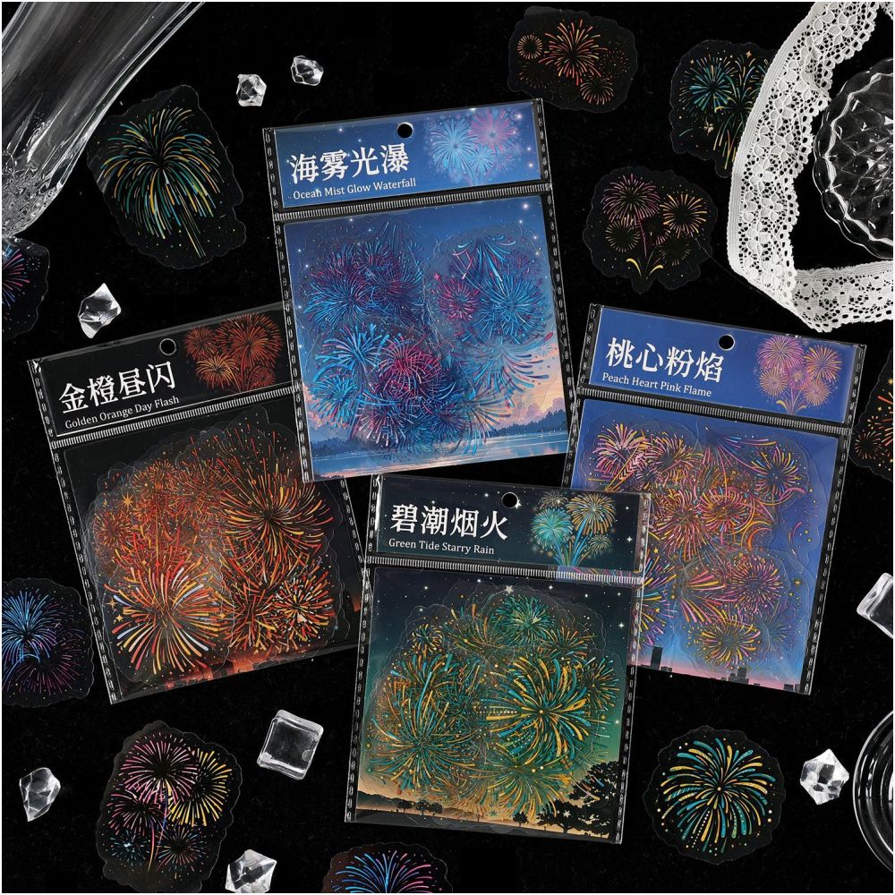 Fireworks Series PET Stickers 15 sheets 4 Styles - ViktaShop