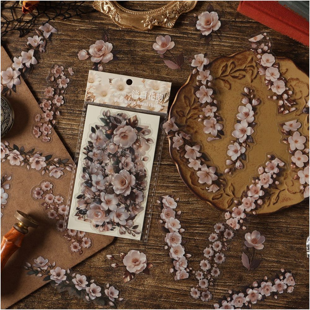 Floral Art Series Retro PET Stickers 15 sheets 6 designs - ViktaShop