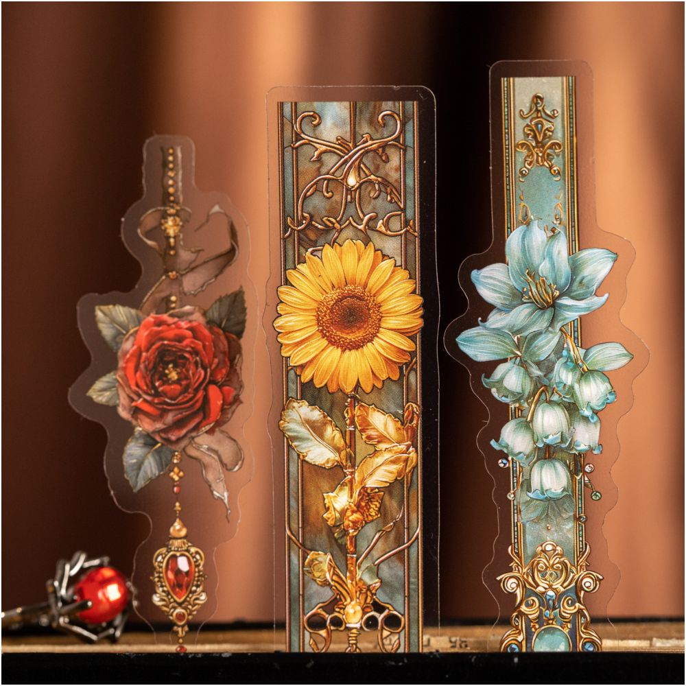 Floral Beaded Series PET Stickers 6 Styles 20 Pcs - ViktaShop