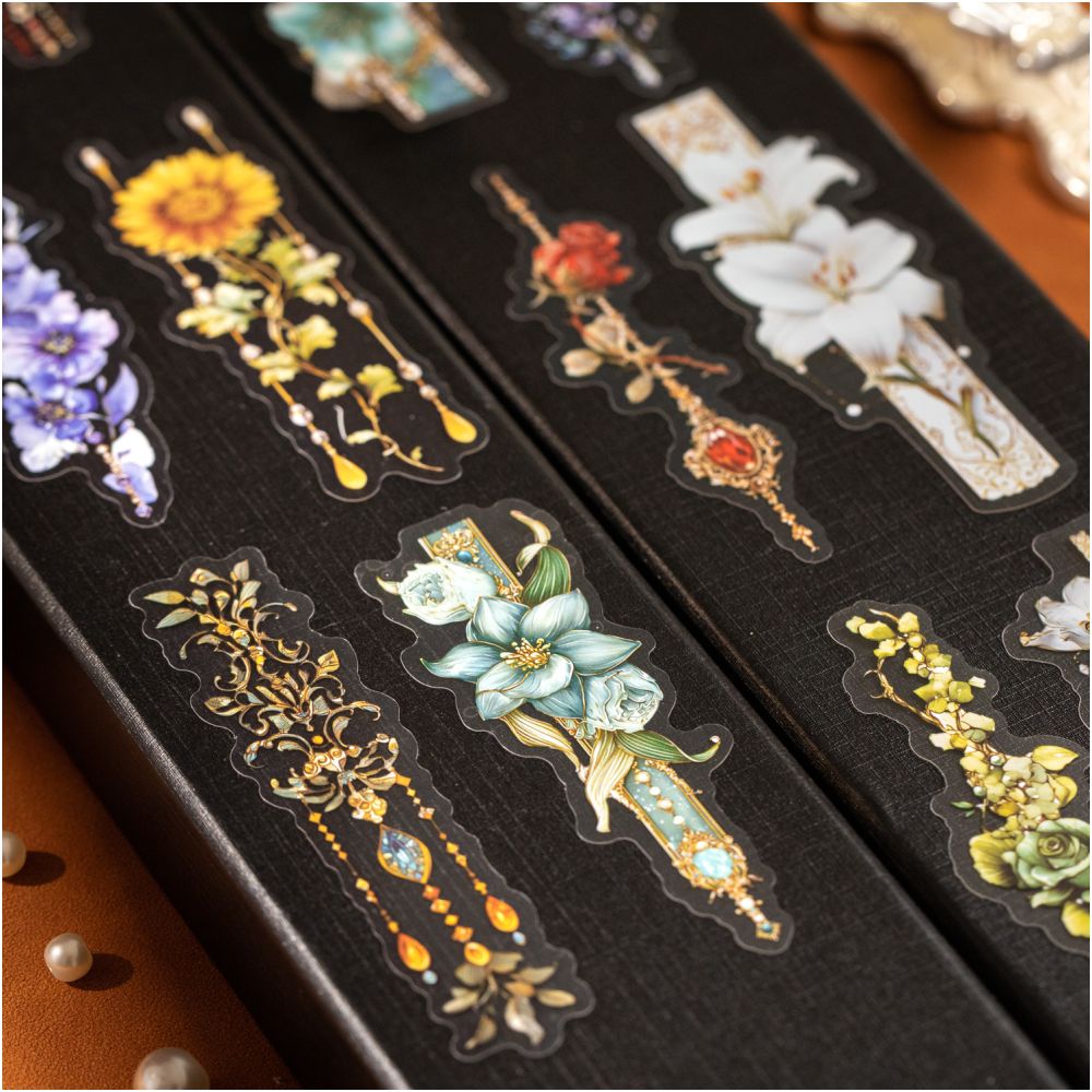 Floral Beaded Series PET Stickers 6 Styles 20 Pcs - ViktaShop