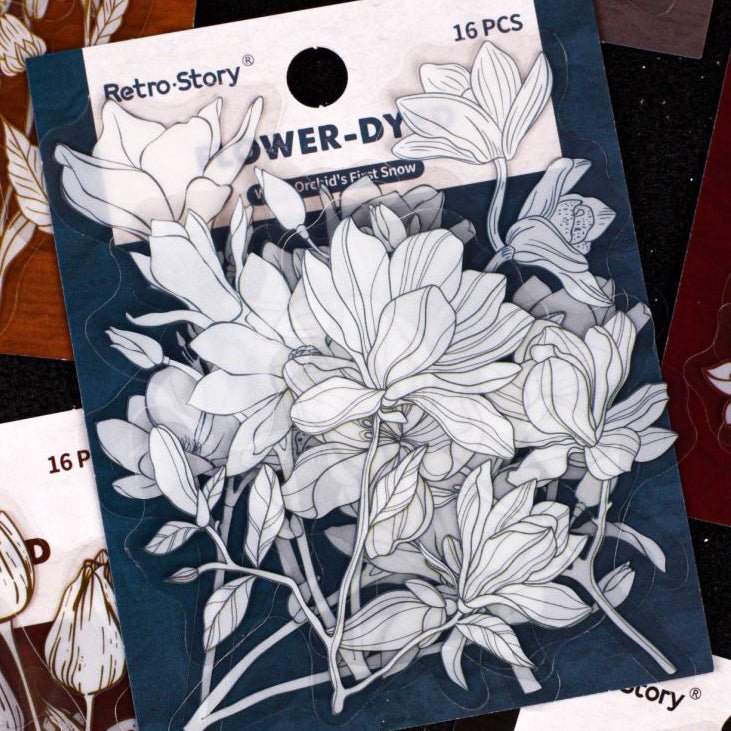 Floral Dye Series PET Stickers 6 Styles 16 Pcs - ViktaShop