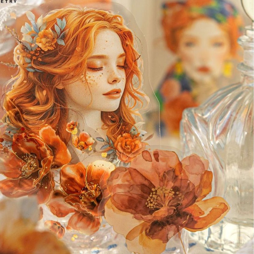 Floral Encounters Series Character PET Stickers 6 Styles 40 Pcs - ViktaShop