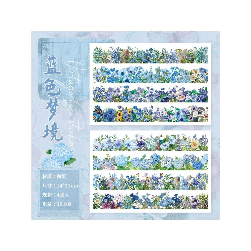 Floral Garden Series Washi Stickers 4 sheets 4 designs - ViktaShop