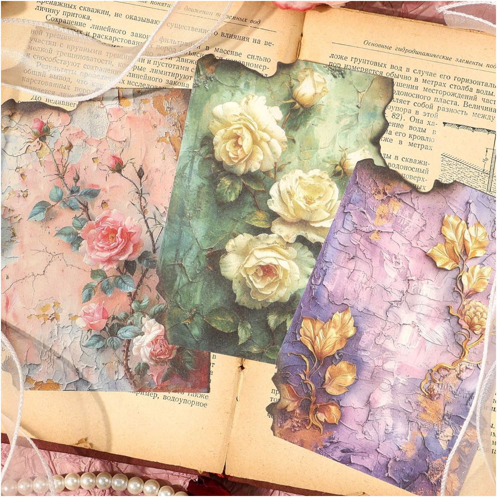 Floral Series Retro Butterfly and Flower Material Paper 30 sheets 4 Styles - ViktaShop