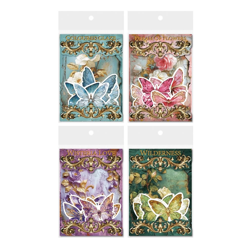 Floral Series Retro Butterfly and Flower Material Paper 30 sheets 4 Styles - ViktaShop