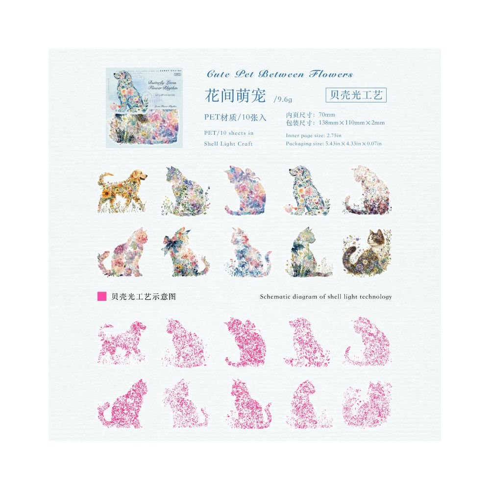 Floral World Series PET Stickers 10 Sheets 6 Designs - ViktaShop