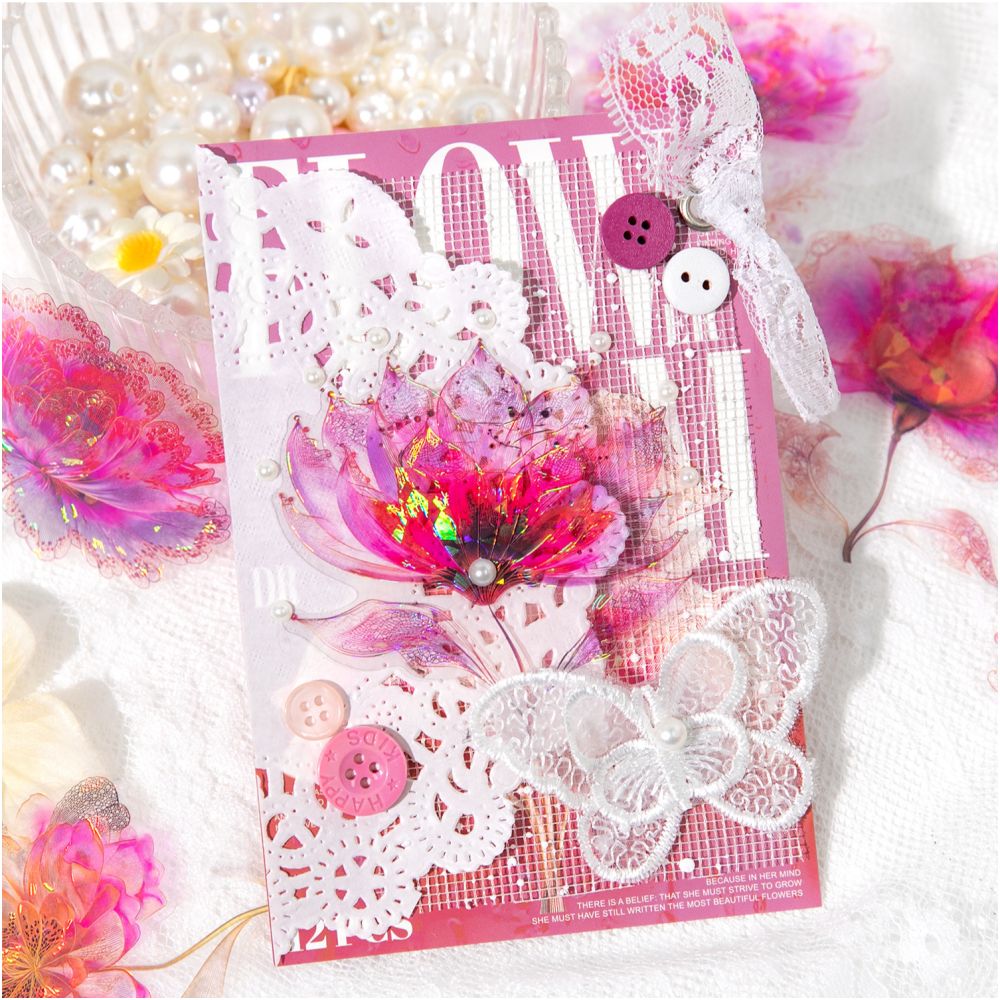 Flower Dream Series Floral Theme PET Stickers 12 Pcs 6 Styles - ViktaShop