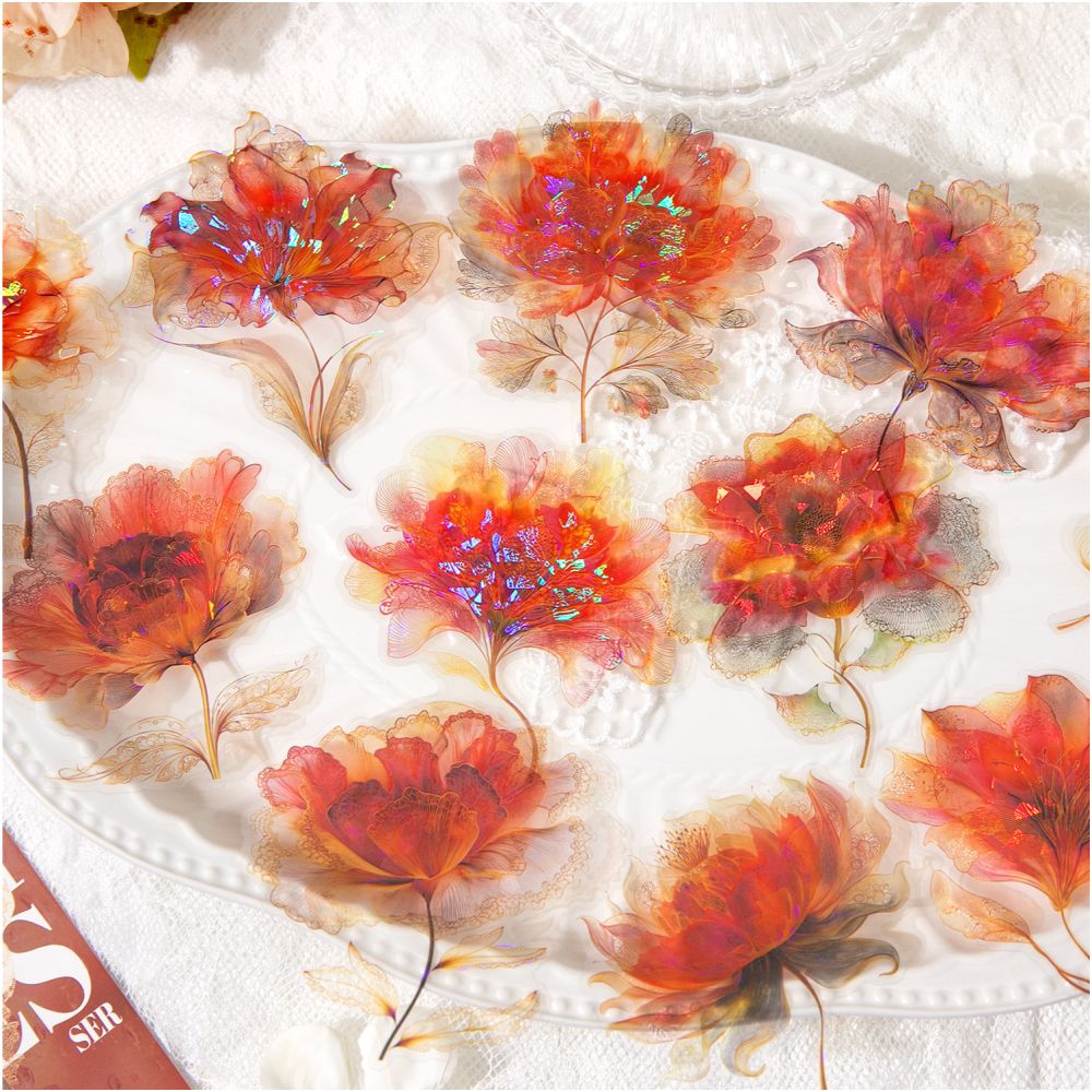 Flower Dream Series Floral Theme PET Stickers 12 Pcs 6 Styles - ViktaShop
