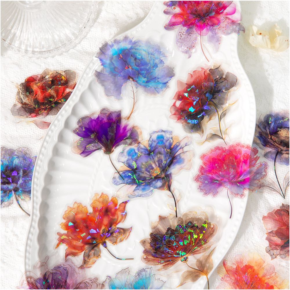Flower Dream Series Floral Theme PET Stickers 12 Pcs 6 Styles - ViktaShop