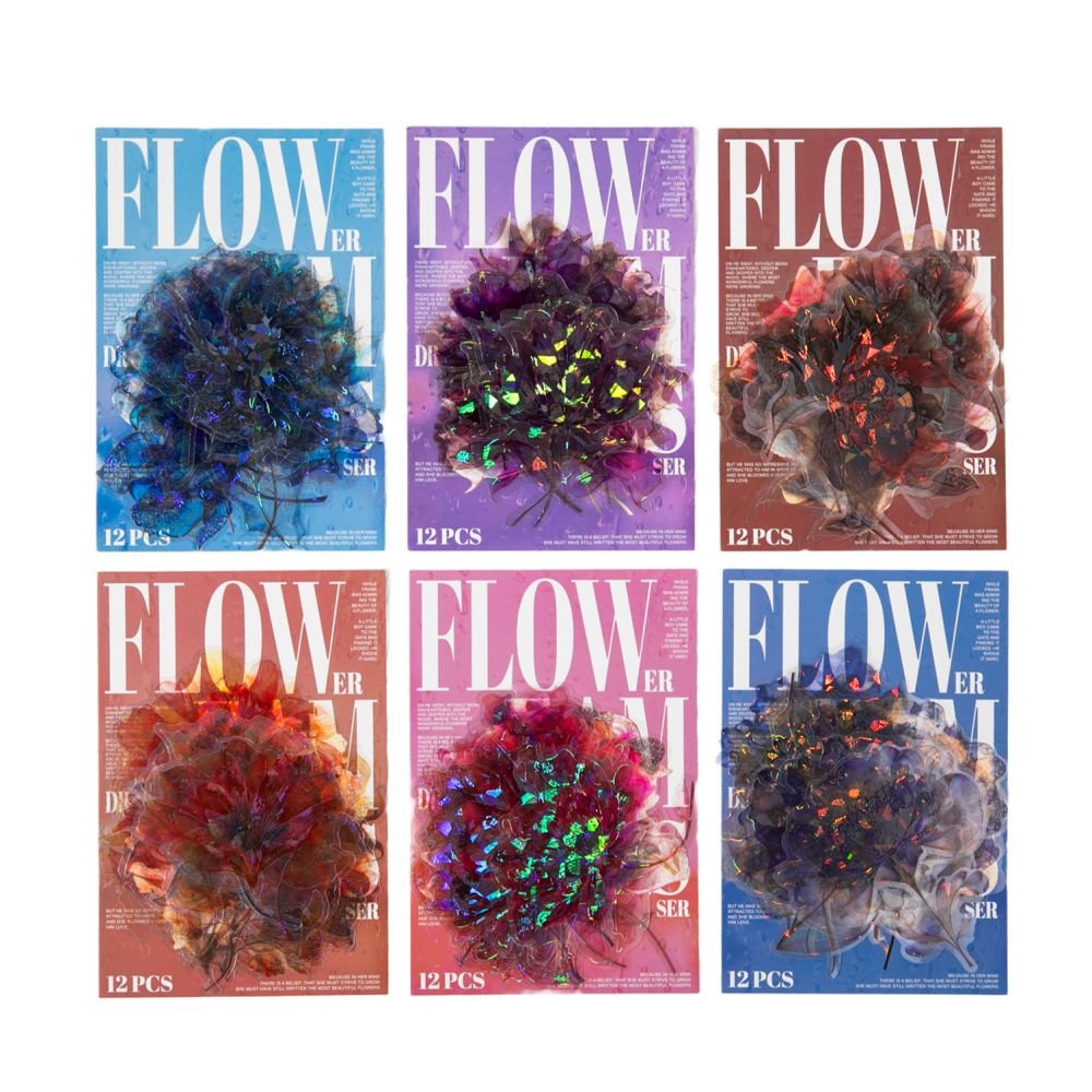 Flower Dream Series Floral Theme PET Stickers 12 Pcs 6 Styles - ViktaShop