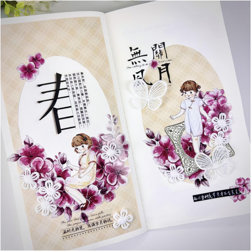 Flower Light Retro Purple PET Tape Die Cut 5,5cm / 1m - ViktaShop