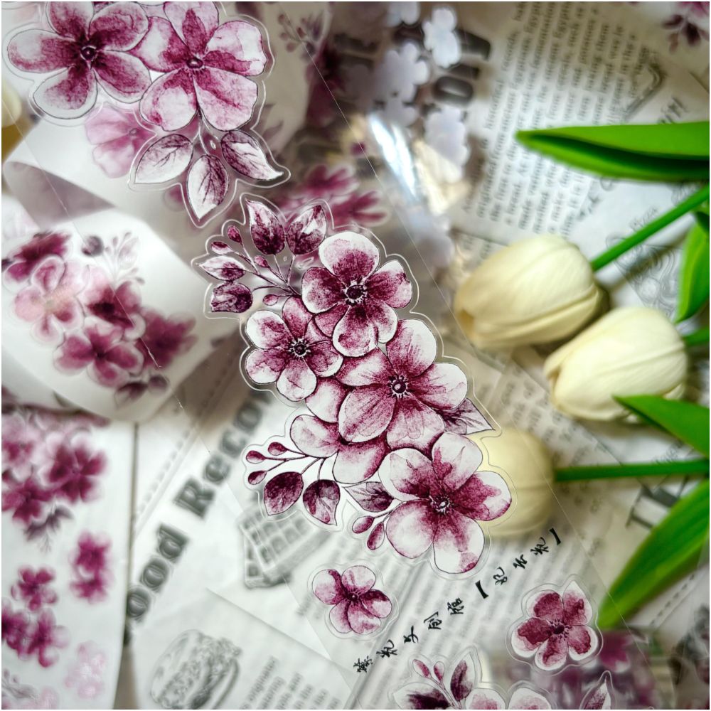 Flower Light Retro Purple PET Tape Die Cut 5,5cm / 1m - ViktaShop