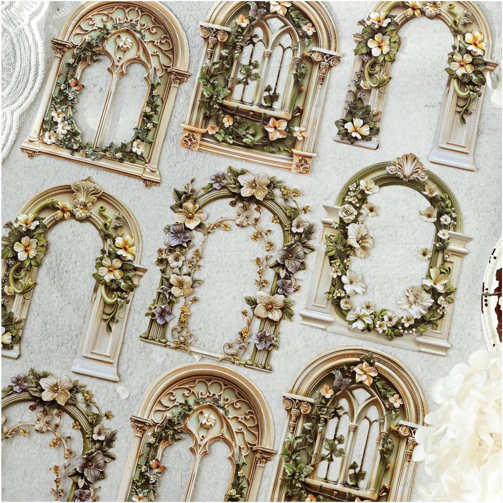 Flower Room Romantic Hard Card Stickers 7 Styles 10 Sheets - ViktaShop