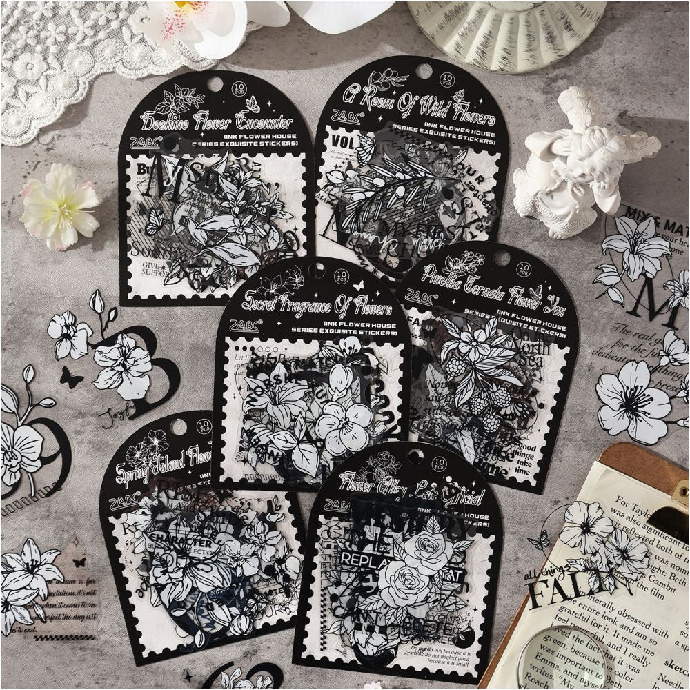 Flower Room Series PET Stickers 6 Types 10 Sheets - ViktaShop