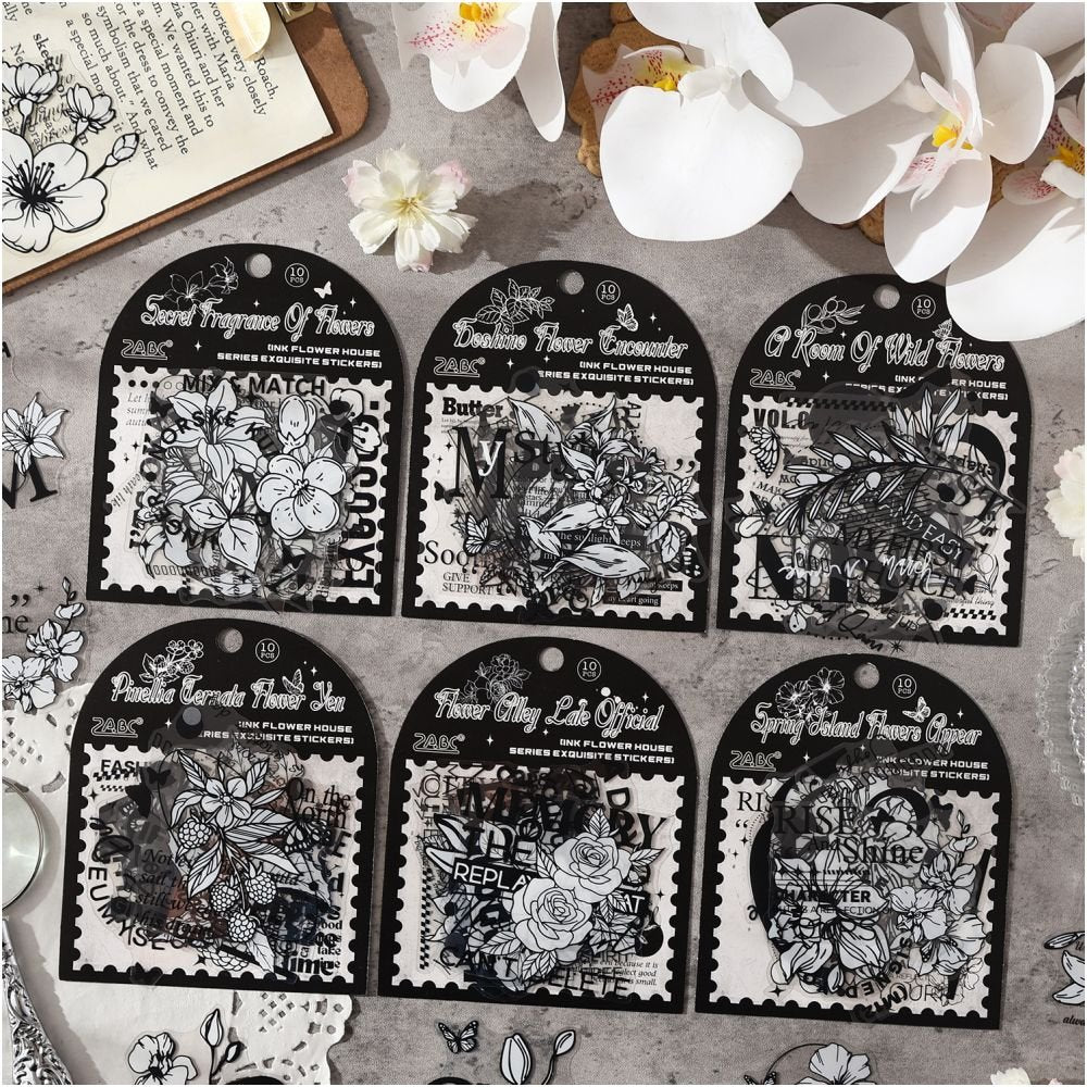 Flower Room Series PET Stickers 6 Types 10 Sheets - ViktaShop
