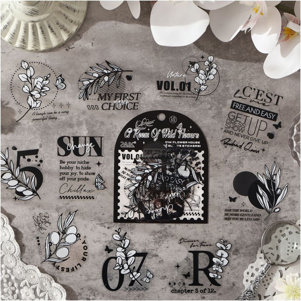 Flower Room Series PET Stickers 6 Types 10 Sheets - ViktaShop