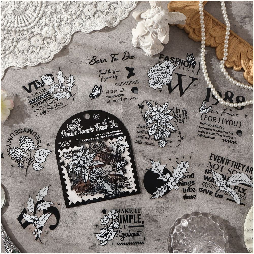 Flower Room Series PET Stickers 6 Types 10 Sheets - ViktaShop