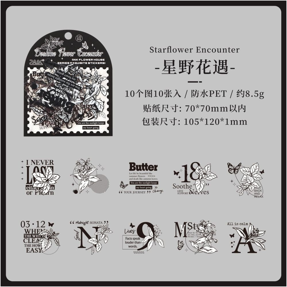 Flower Room Series PET Stickers 6 Types 10 Sheets - ViktaShop