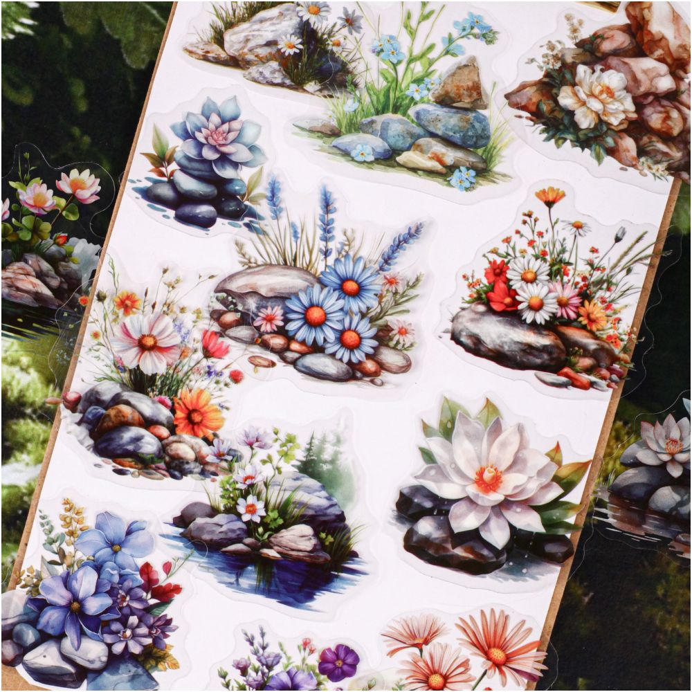 Flower Series PET Stickers 16 Sheets 6 Designs - ViktaShop