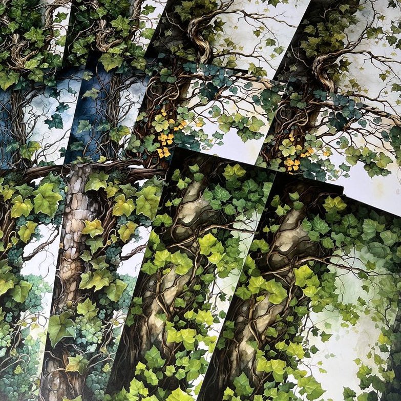 Forest Series Green Plants Background Paper 12 Sheets 13cm x 20cm - ViktaShop