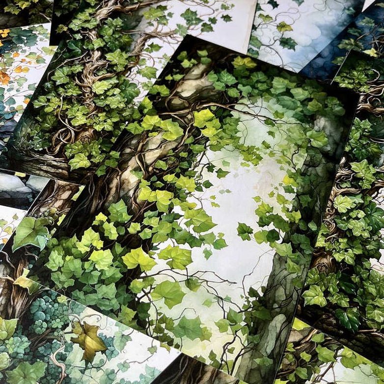 Forest Series Green Plants Background Paper 12 Sheets 13cm x 20cm - ViktaShop