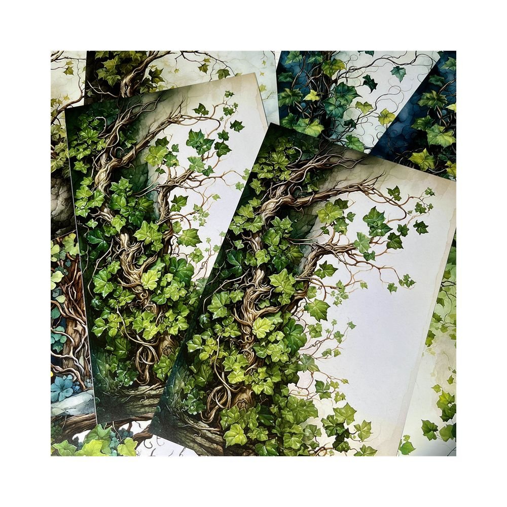 Forest Series Green Plants Background Paper 12 Sheets 13cm x 20cm - ViktaShop