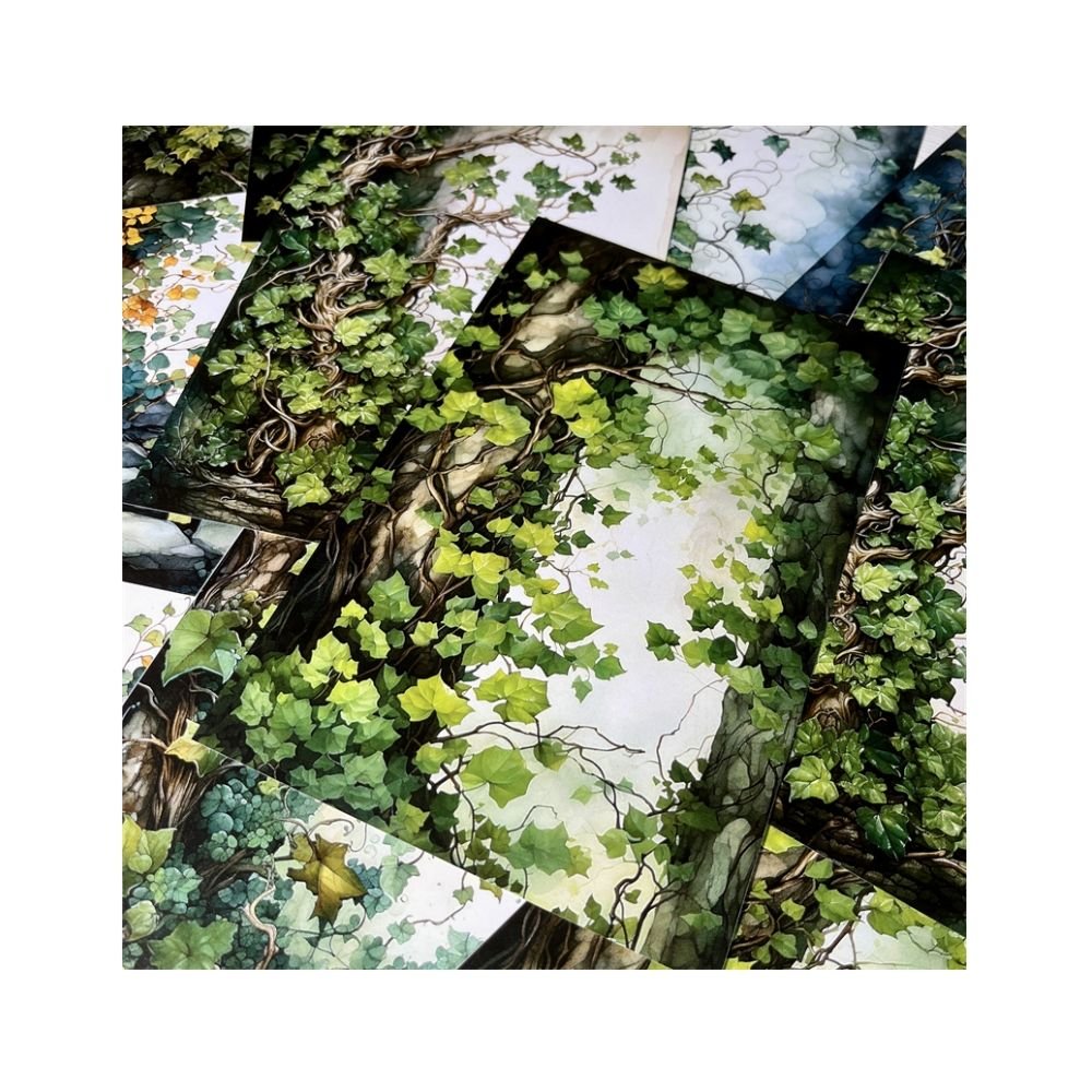 Forest Series Green Plants Background Paper 12 Sheets 13cm x 20cm - ViktaShop