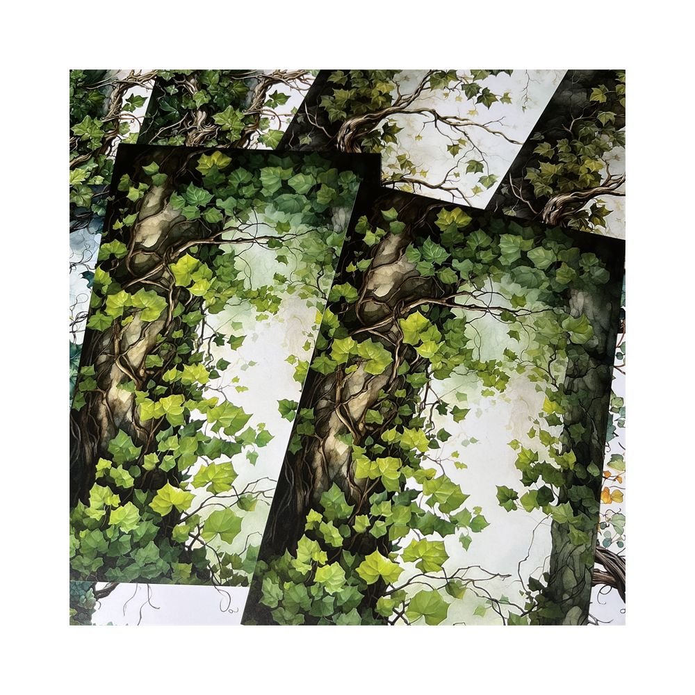 Forest Series Green Plants Background Paper 12 Sheets 13cm x 20cm - ViktaShop