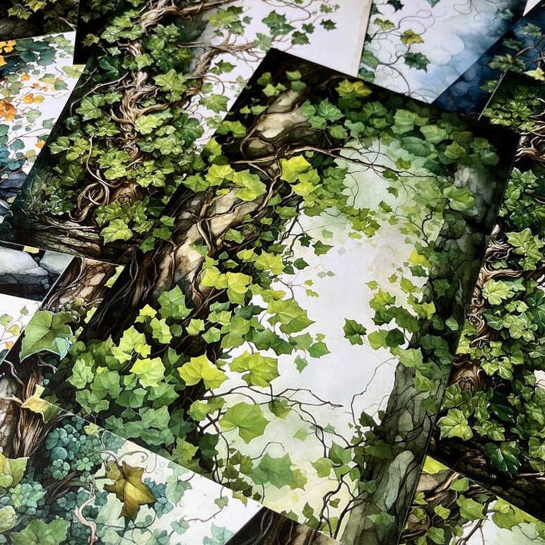 Forest Series Green Plants Background Paper 12 Sheets 13cm x 20cm - ViktaShop