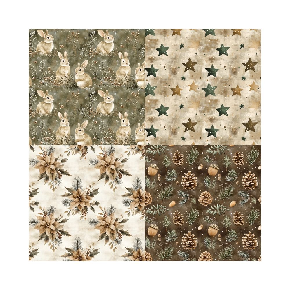 Forest winter material paper 24 Sheets - ViktaShop