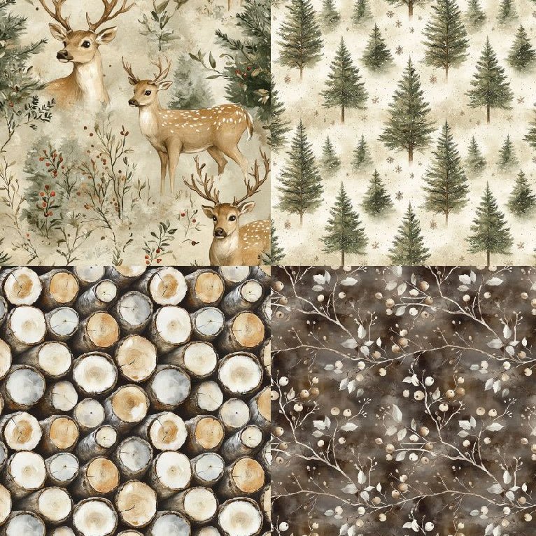 Forest winter material paper 24 Sheets - ViktaShop