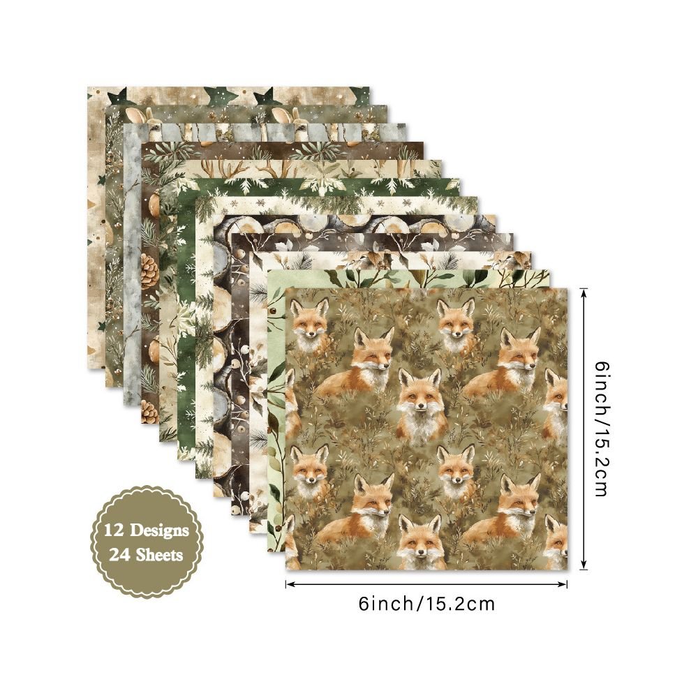 Forest winter material paper 24 Sheets - ViktaShop