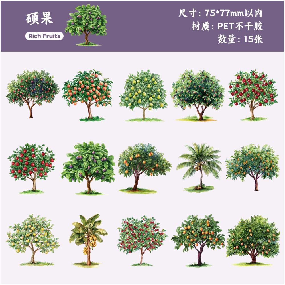 Four Seasons Series Tree PET stikers 15 pcs - ViktaShop