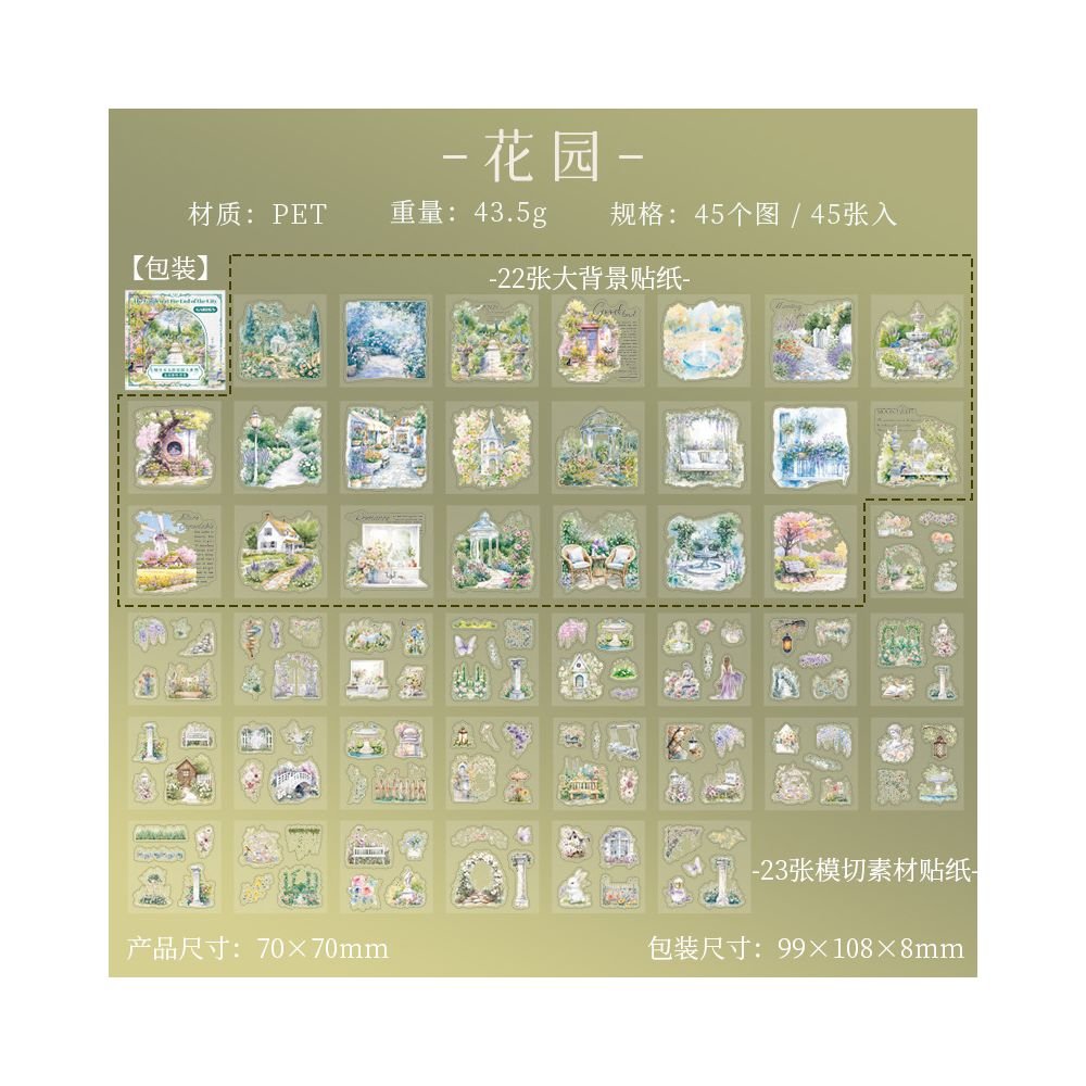 Garden at the End of the City Series Sticker Box 2 Types - ViktaShop