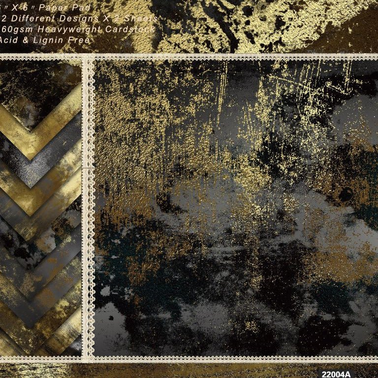 Gold and black material paper 24 Sheets - ViktaShop