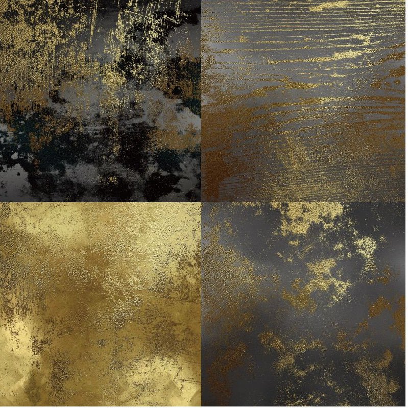 Gold and black material paper 24 Sheets - ViktaShop
