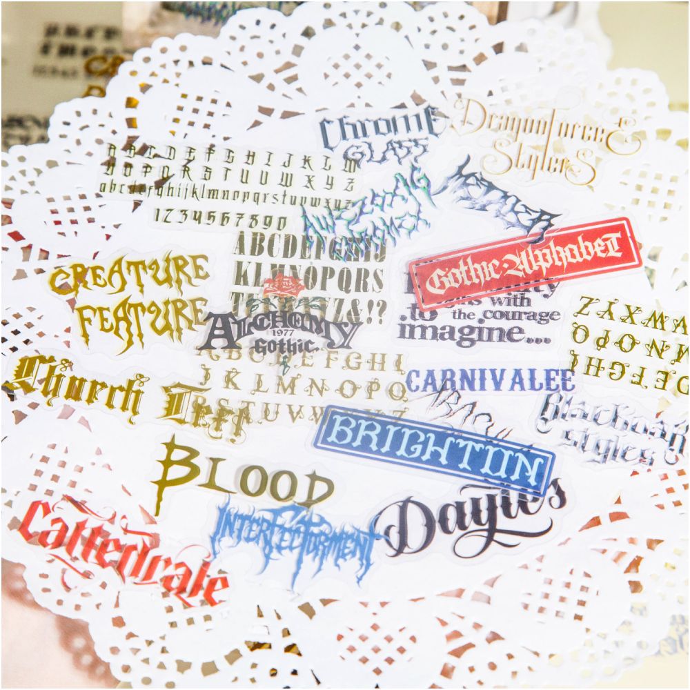 Gothic Alphabet Series PET Stickers 4 Designs 30 Sheets - ViktaShop