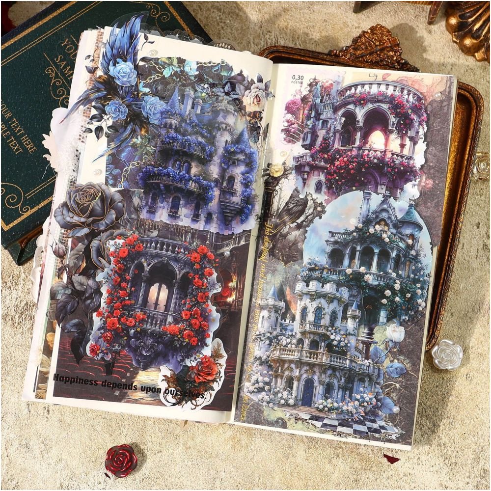 Gothic Floral Garden Series PET Stickers 4 Designs 10 Pcs - ViktaShop