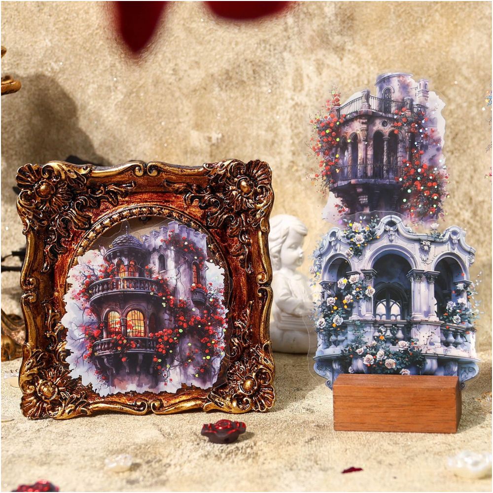 Gothic Floral Garden Series PET Stickers 4 Designs 10 Pcs - ViktaShop