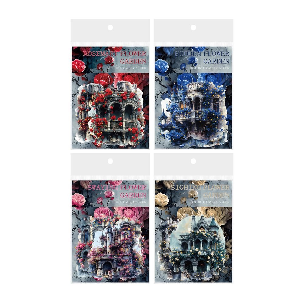 Gothic Floral Garden Series PET Stickers 4 Designs 10 Pcs - ViktaShop