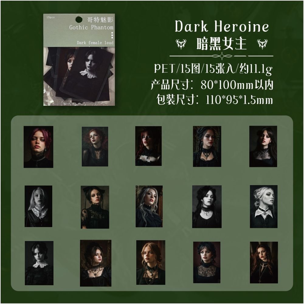 Gothic Phantom Series PET Stickers 15 Sheets 6 Designs - ViktaShop