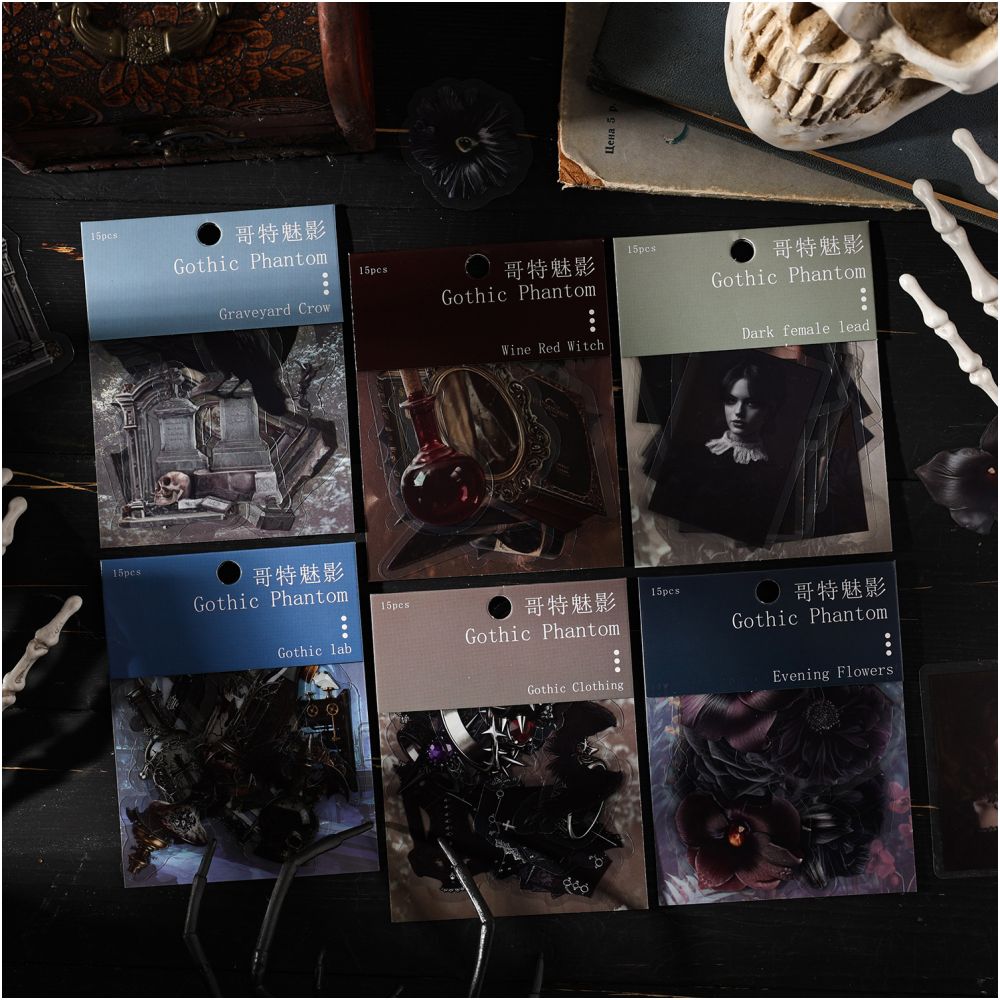Gothic Phantom Series PET Stickers 15 Sheets 6 Designs - ViktaShop