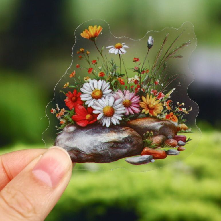 Gravel Flower Series PET Sticker Pack 16 sheets 6 Designs - ViktaShop